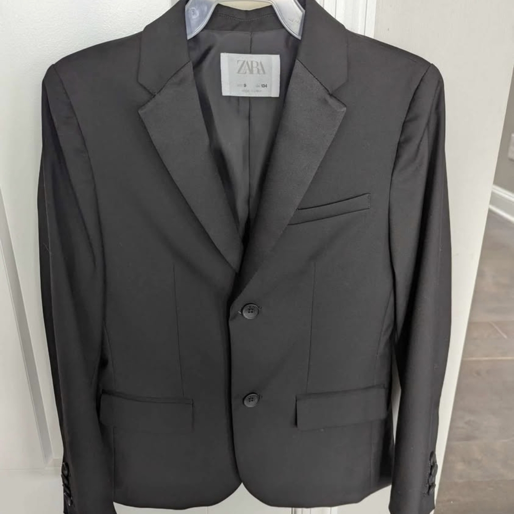 Zara Boy's Black Blazer And Suit Pants